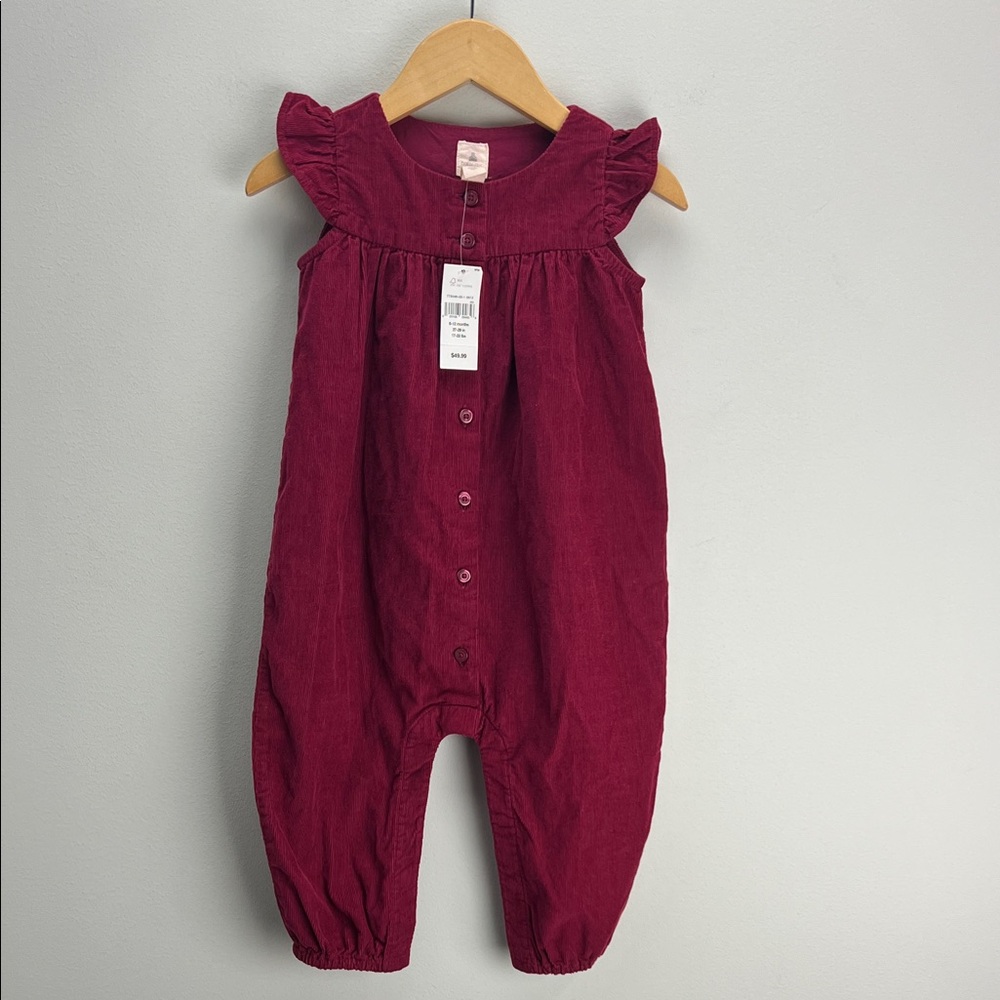 Baby GAP Corduroy Romper Burgundy Cranberry 6 - 12 Month Girls New NWT